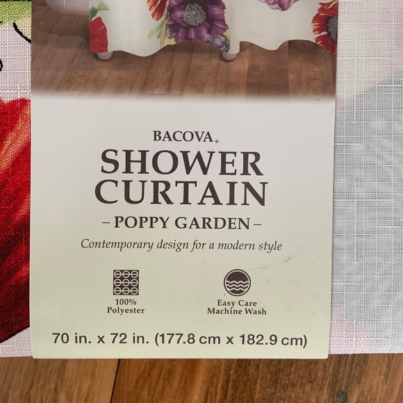 CLEARANCE Bacova Poppy Garden Floral Shower Curtain NIP - Picture 2 of 4